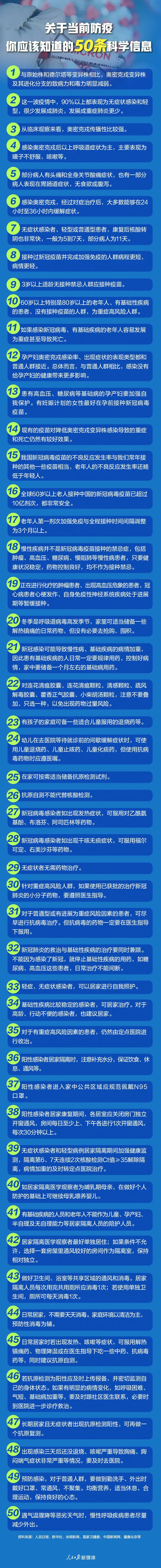 【健康科普】关于当前防疫，你应该知道的50条科学信息